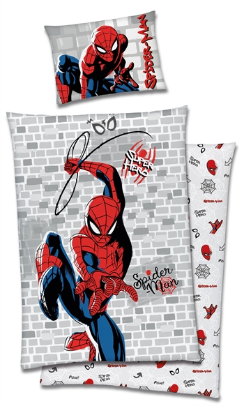 Spiderman sengetøj 140x200  cm - Super Hero - 2 i 1 design - 100% bomuld